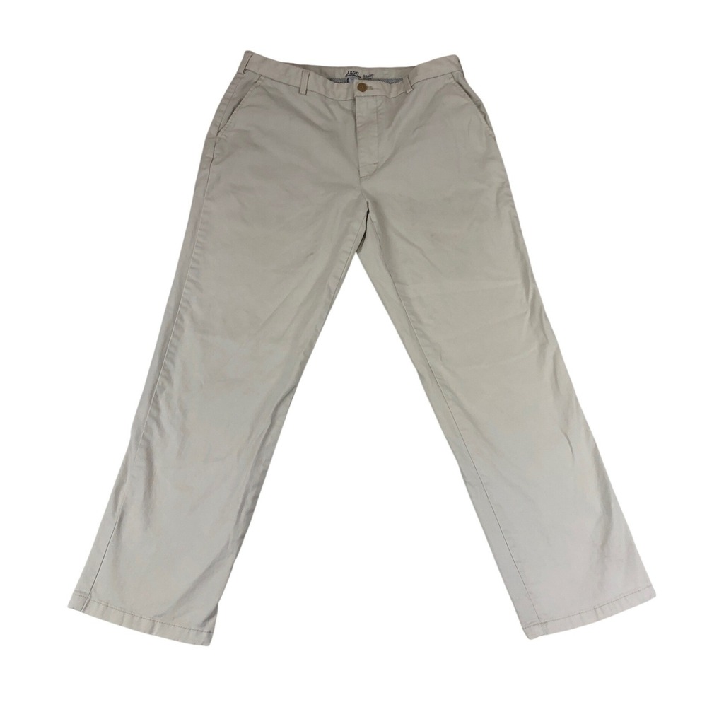 IZOD Saltwater Stretch Chino Mens 33x30 Khaki Tan Straight Leg Pants Nautical